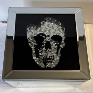Z Gallerie Black Mirrored Skull Jewelry Box with Crystal Accent